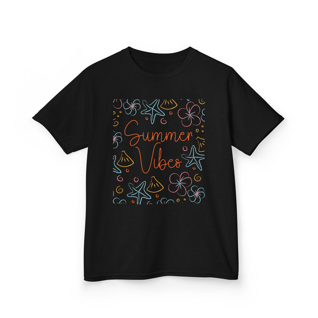 Summer Vibes Kids T-Shirt | Pastel Sea Creatures Graphic Tee | Cute Ocean Shirt for Boys & Girls | Beach Summer Tee | Kids Vacation Shirt