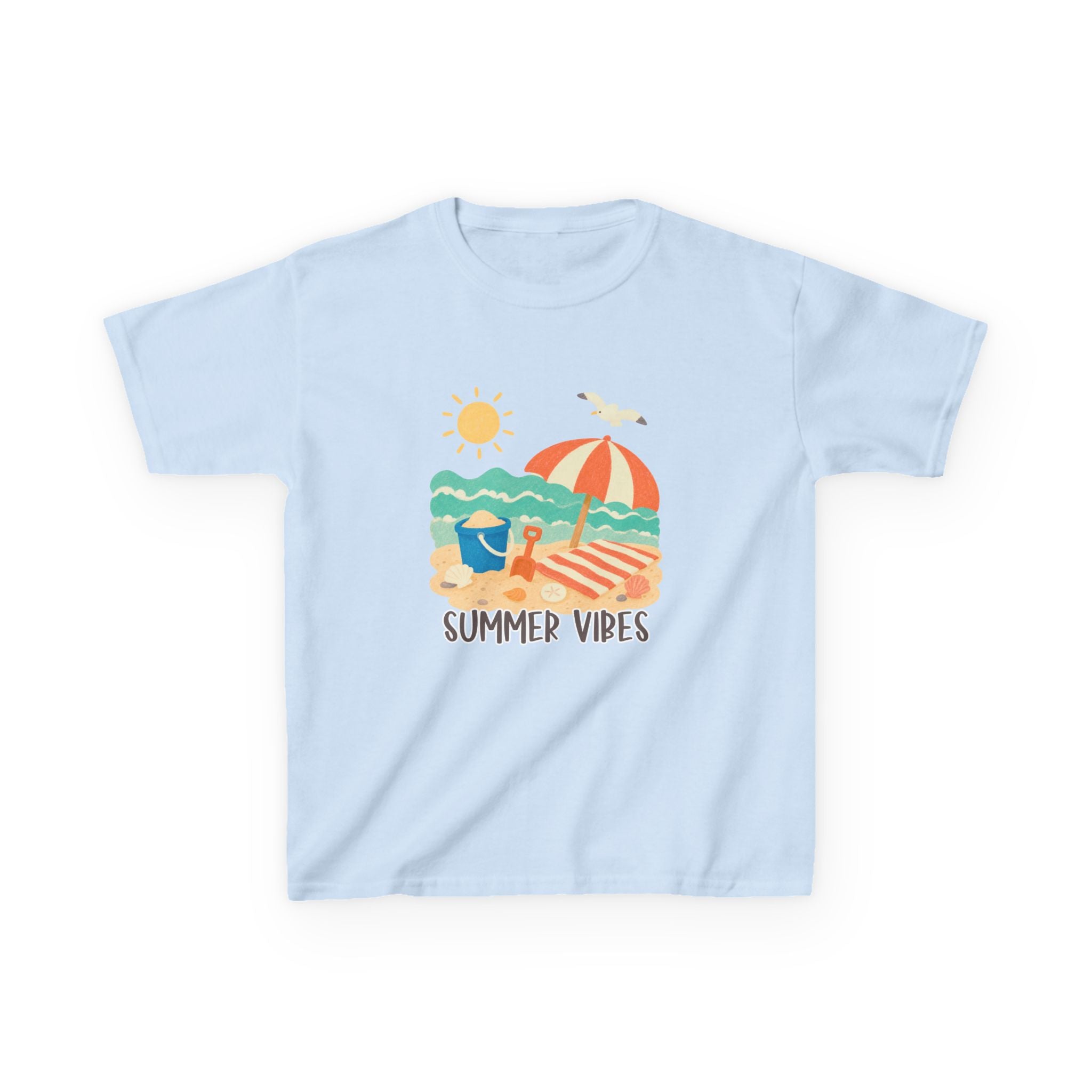 Summer Vibes Kids T-Shirt | Beach Graphic Tee for Boys & Girls | Cute Summer Vacation Shirt | Tropical Beach Kids Tee | Summer Outfit for Kids