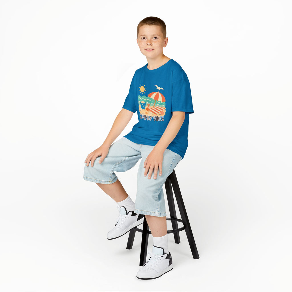 Summer Vibes Kids T-Shirt | Beach Graphic Tee for Boys & Girls | Cute Summer Vacation Shirt | Tropical Beach Kids Tee | Summer Outfit for Kids