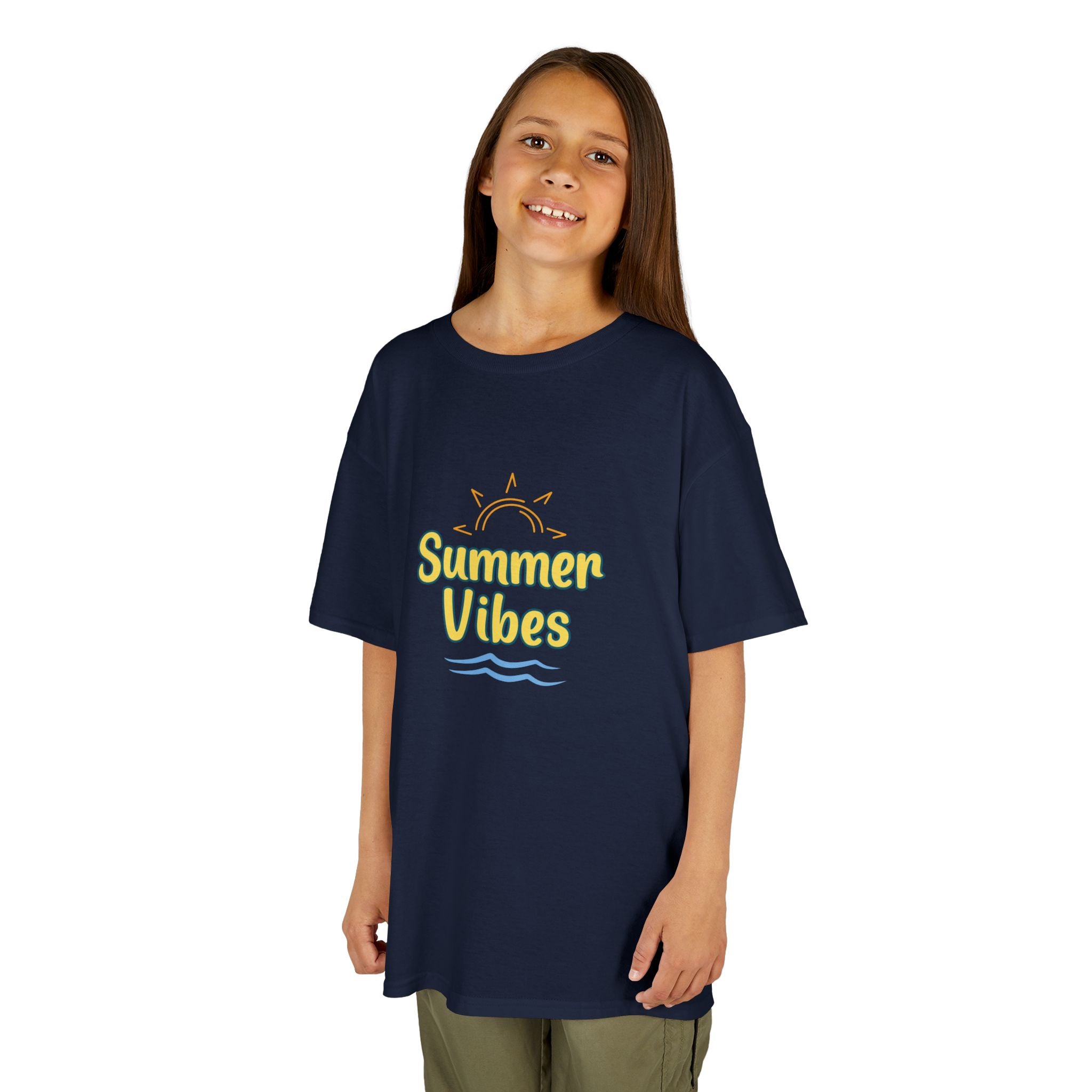Kids Tee — "Summer Vibes" Sun & Waves Beach Graphic