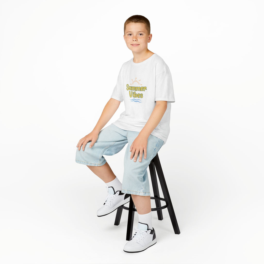 Kids Tee — "Summer Vibes" Sun & Waves Beach Graphic