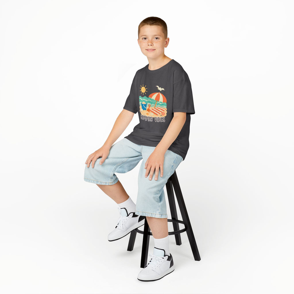 Summer Vibes Kids T-Shirt | Beach Graphic Tee for Boys & Girls | Cute Summer Vacation Shirt | Tropical Beach Kids Tee | Summer Outfit for Kids