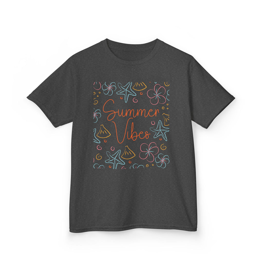Summer Vibes Kids T-Shirt | Pastel Sea Creatures Graphic Tee | Cute Ocean Shirt for Boys & Girls | Beach Summer Tee | Kids Vacation Shirt