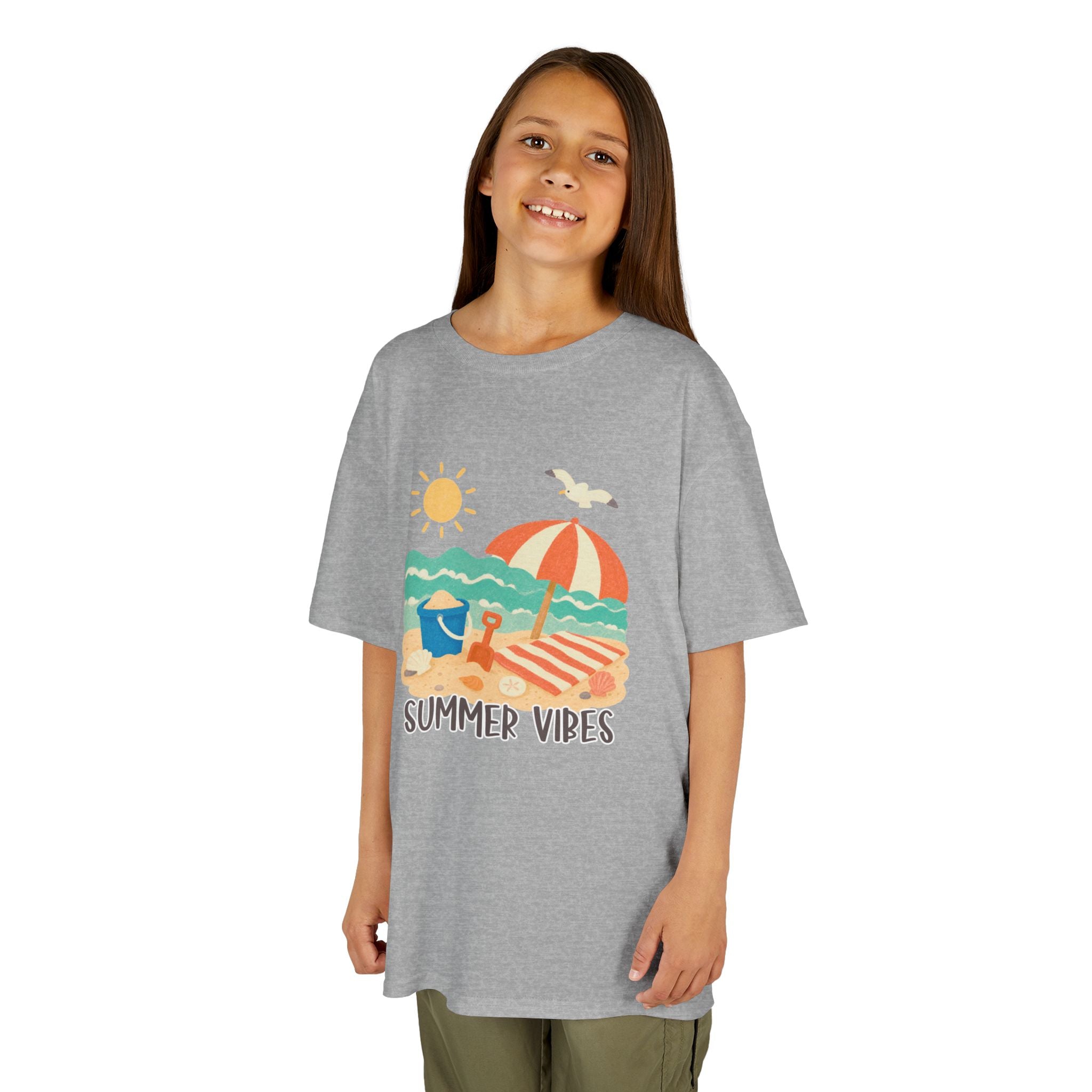 Summer Vibes Kids T-Shirt | Beach Graphic Tee for Boys & Girls | Cute Summer Vacation Shirt | Tropical Beach Kids Tee | Summer Outfit for Kids
