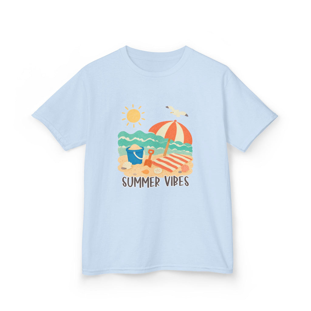 Summer Vibes Kids T-Shirt | Beach Graphic Tee for Boys & Girls | Cute Summer Vacation Shirt | Tropical Beach Kids Tee | Summer Outfit for Kids