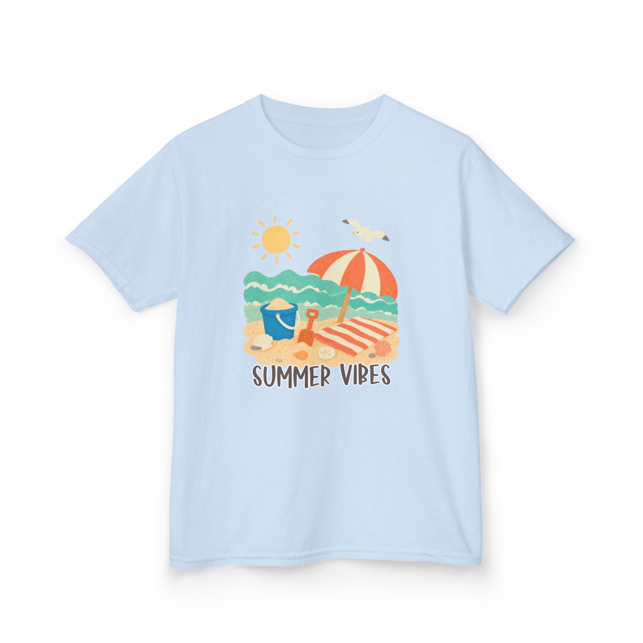 Summer Vibes Kids T-Shirt | Beach Graphic Tee for Boys & Girls | Cute Summer Vacation Shirt | Tropical Beach Kids Tee | Summer Outfit for Kids