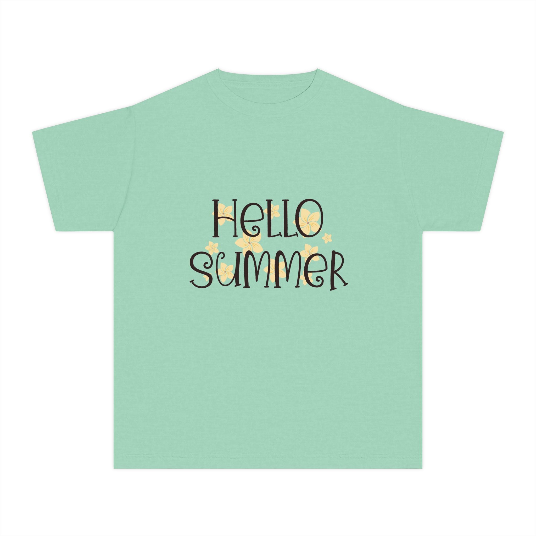 Hello Summer Youth T-Shirt | Kids Sunny Beach Graphic Tee | Cute Summer Shirt for Boys & Girls | Vacation Beach Tee | Youth Summer Outfit