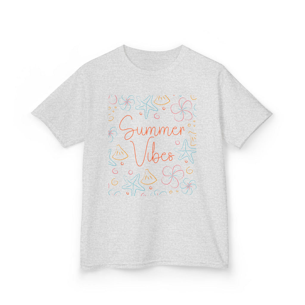 Summer Vibes Kids T-Shirt | Pastel Sea Creatures Graphic Tee | Cute Ocean Shirt for Boys & Girls | Beach Summer Tee | Kids Vacation Shirt