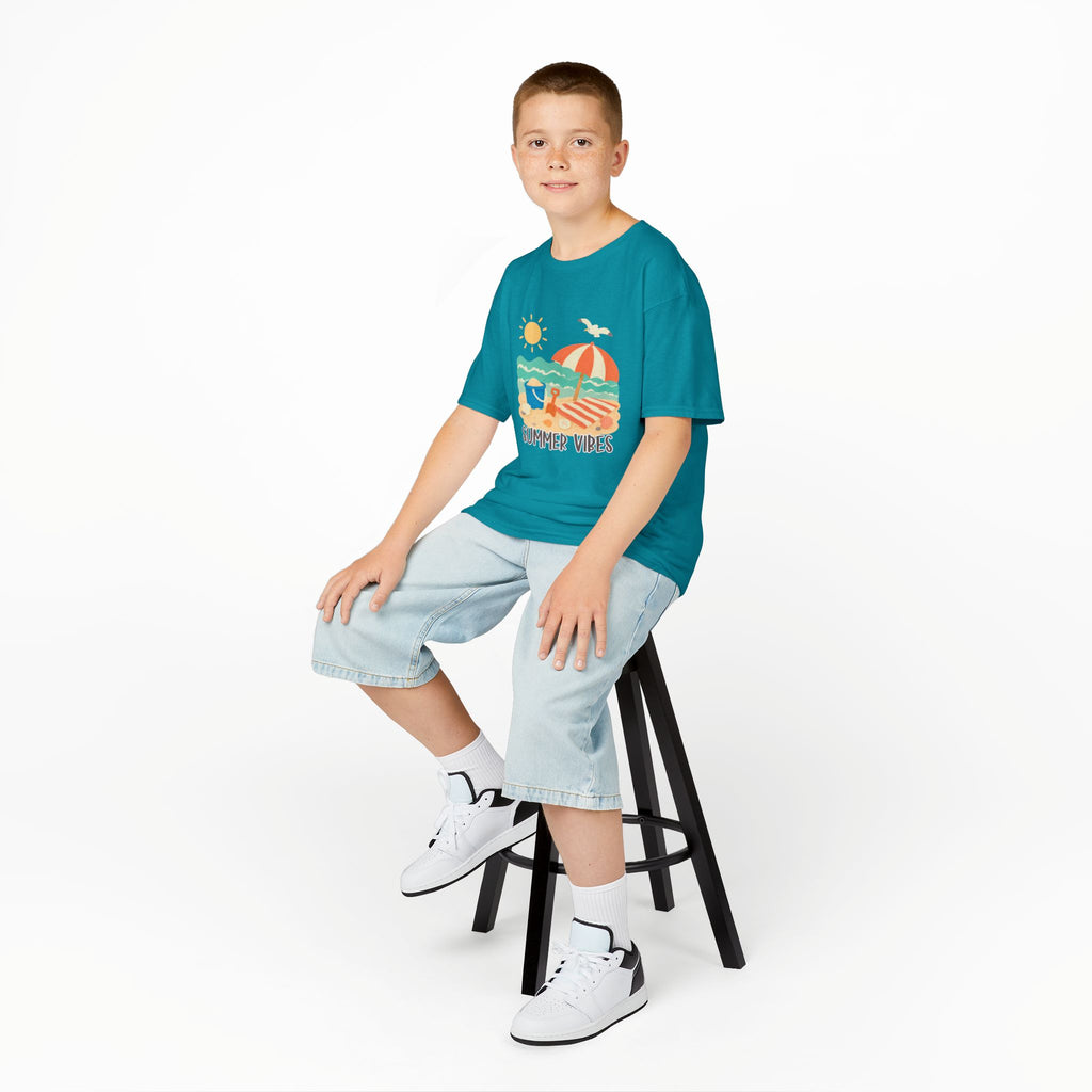 Summer Vibes Kids T-Shirt | Beach Graphic Tee for Boys & Girls | Cute Summer Vacation Shirt | Tropical Beach Kids Tee | Summer Outfit for Kids