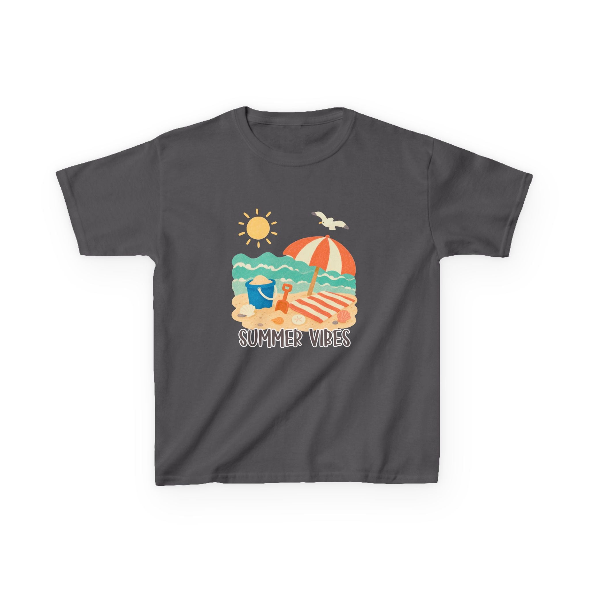 Summer Vibes Kids T-Shirt | Beach Graphic Tee for Boys & Girls | Cute Summer Vacation Shirt | Tropical Beach Kids Tee | Summer Outfit for Kids