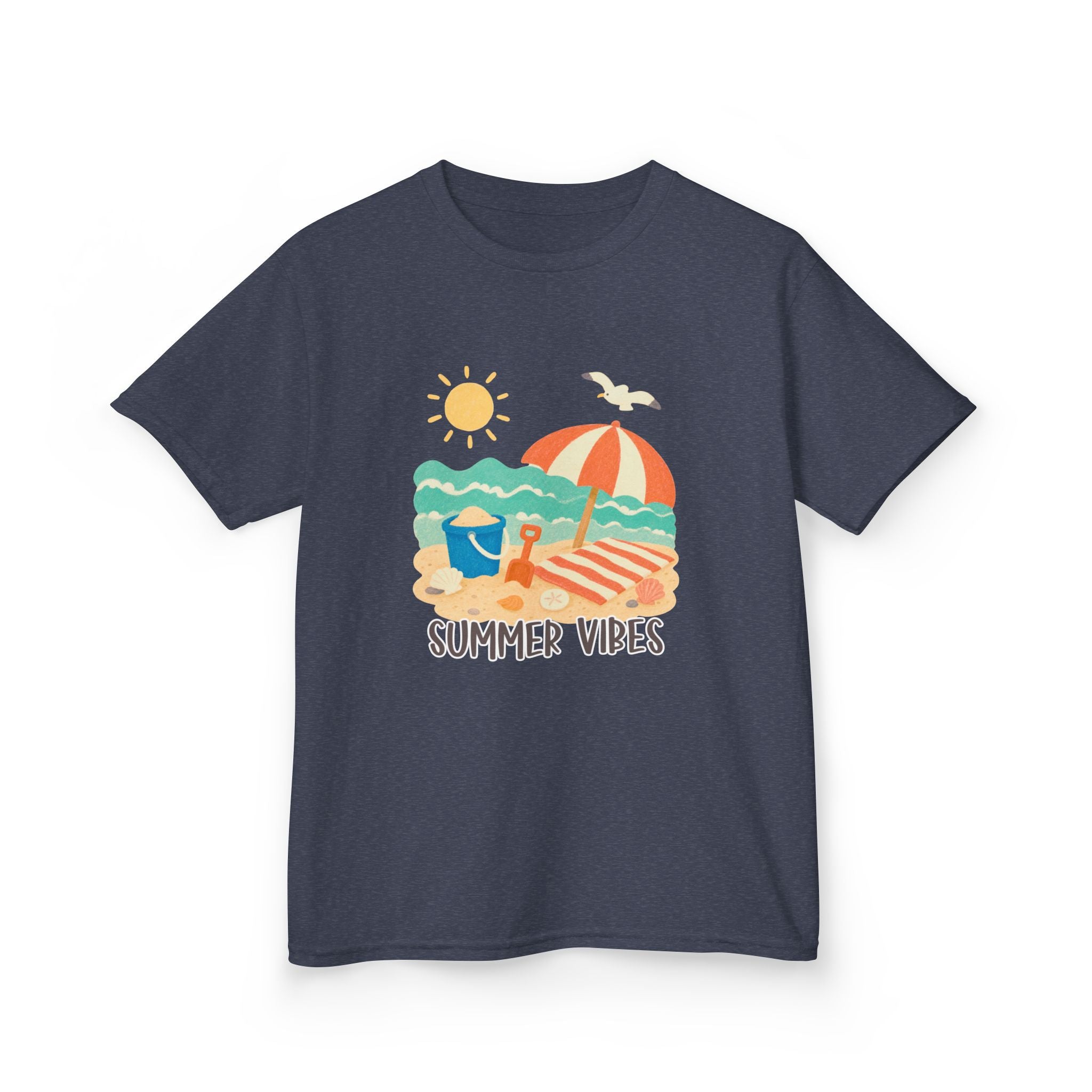 Summer Vibes Kids T-Shirt | Beach Graphic Tee for Boys & Girls | Cute Summer Vacation Shirt | Tropical Beach Kids Tee | Summer Outfit for Kids