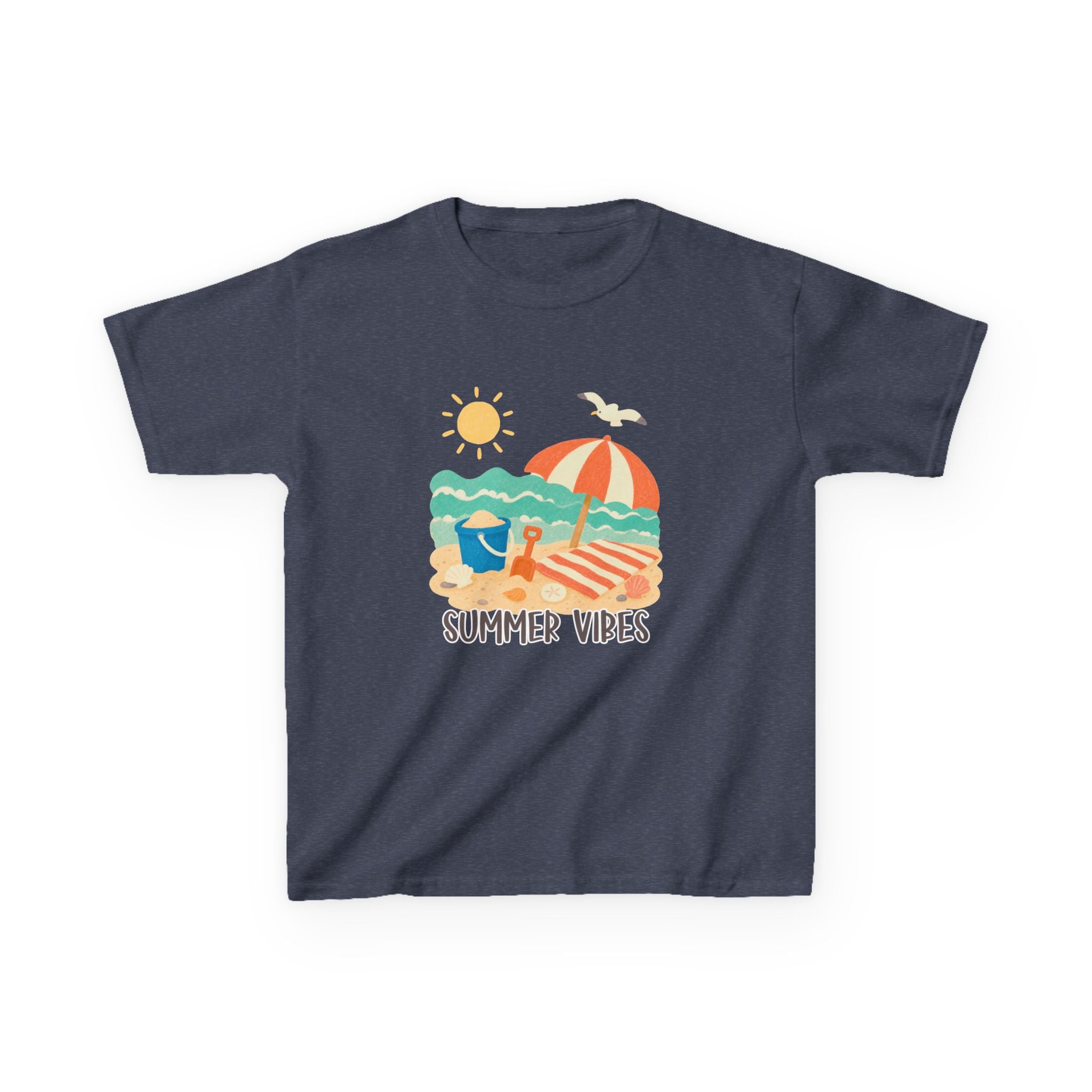 Summer Vibes Kids T-Shirt | Beach Graphic Tee for Boys & Girls | Cute Summer Vacation Shirt | Tropical Beach Kids Tee | Summer Outfit for Kids