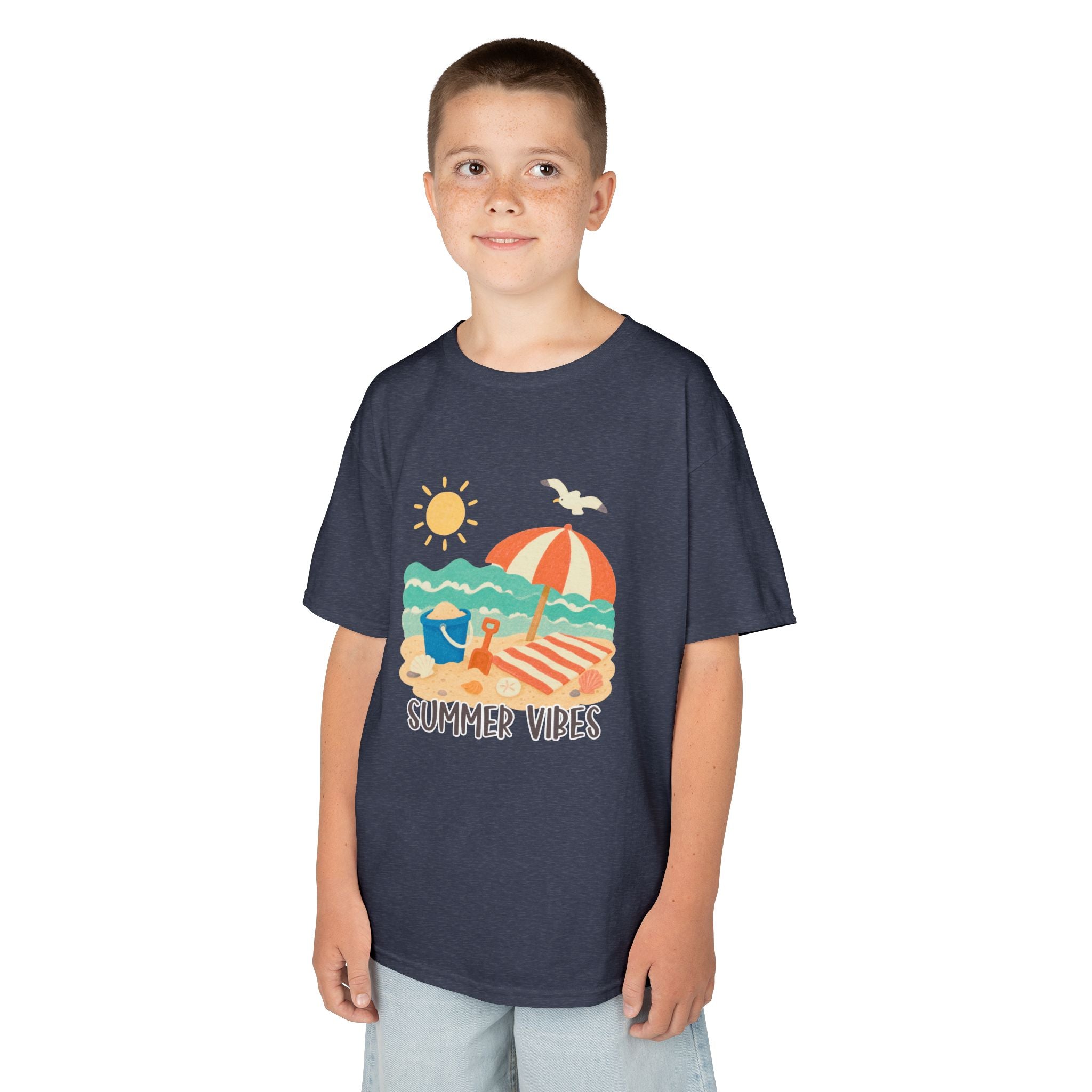 Summer Vibes Kids T-Shirt | Beach Graphic Tee for Boys & Girls | Cute Summer Vacation Shirt | Tropical Beach Kids Tee | Summer Outfit for Kids