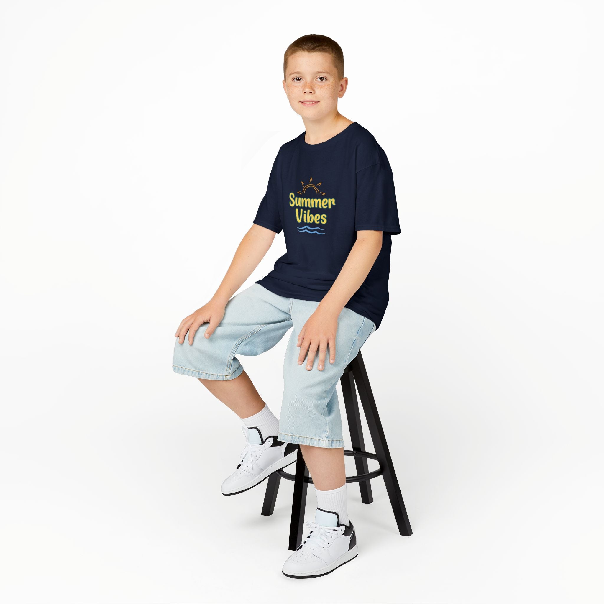 Kids Tee — "Summer Vibes" Sun & Waves Beach Graphic