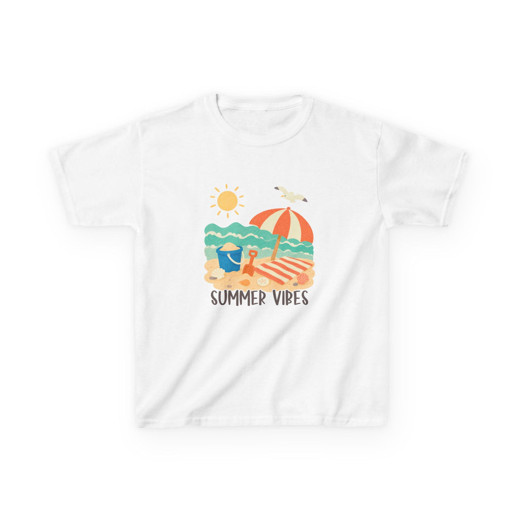 Summer Vibes Kids T-Shirt | Beach Graphic Tee for Boys & Girls | Cute Summer Vacation Shirt | Tropical Beach Kids Tee | Summer Outfit for Kids