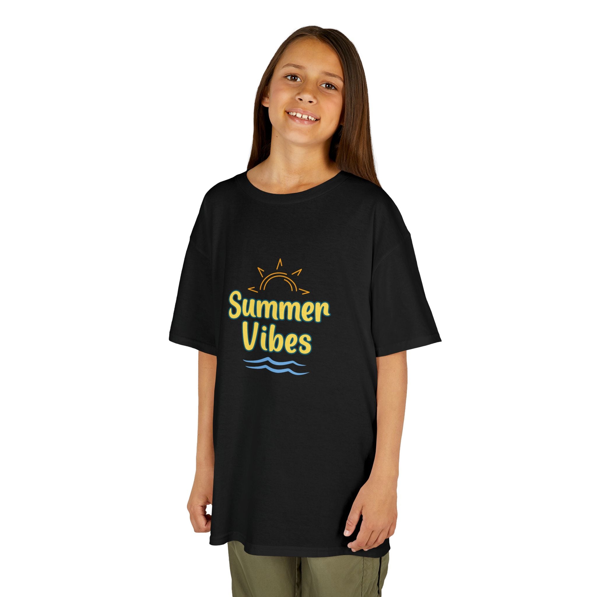 Kids Tee — "Summer Vibes" Sun & Waves Beach Graphic