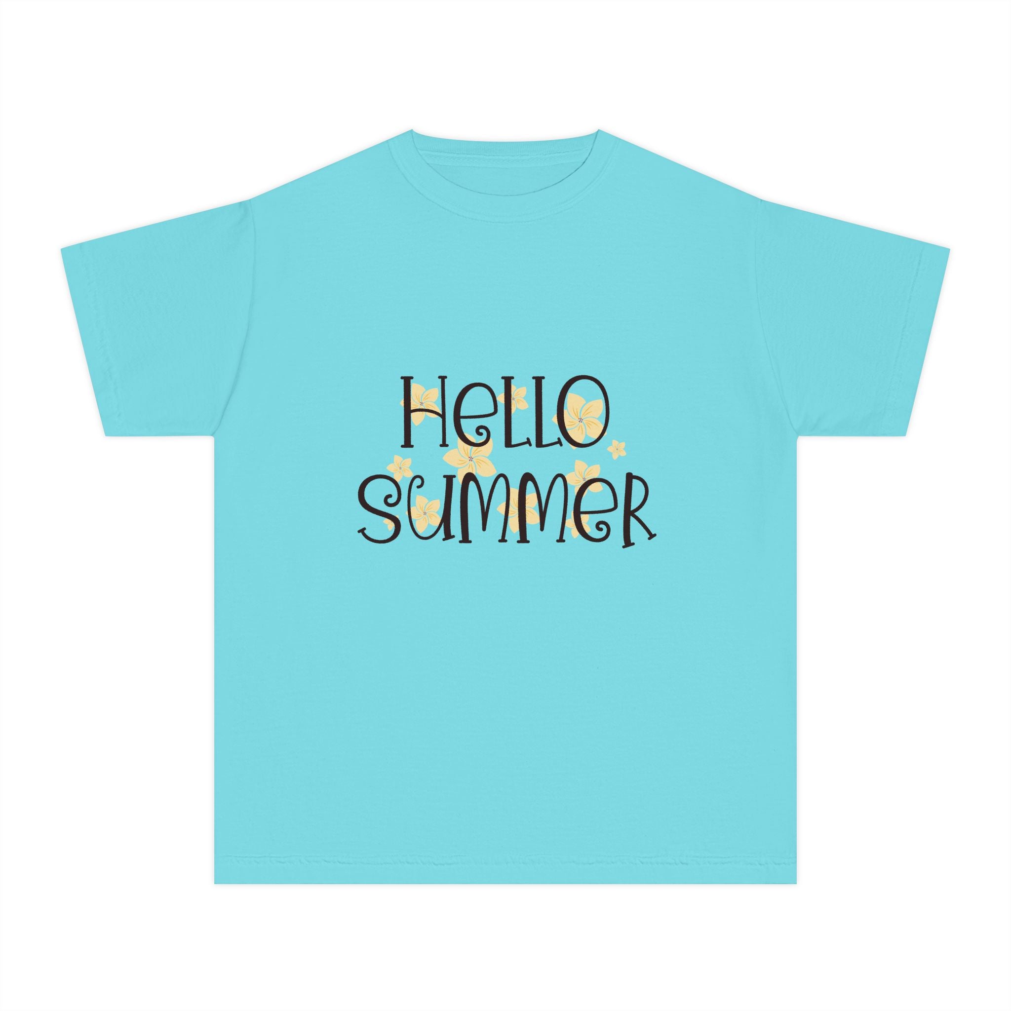 Hello Summer Youth T-Shirt | Kids Sunny Beach Graphic Tee | Cute Summer Shirt for Boys & Girls | Vacation Beach Tee | Youth Summer Outfit