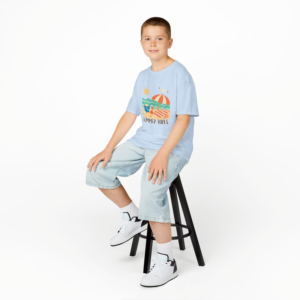 Summer Vibes Kids T-Shirt | Beach Graphic Tee for Boys & Girls | Cute Summer Vacation Shirt | Tropical Beach Kids Tee | Summer Outfit for Kids