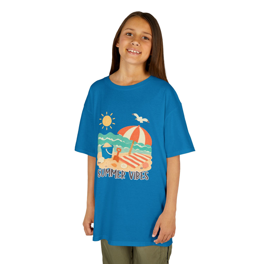 Summer Vibes Kids T-Shirt | Beach Graphic Tee for Boys & Girls | Cute Summer Vacation Shirt | Tropical Beach Kids Tee | Summer Outfit for Kids