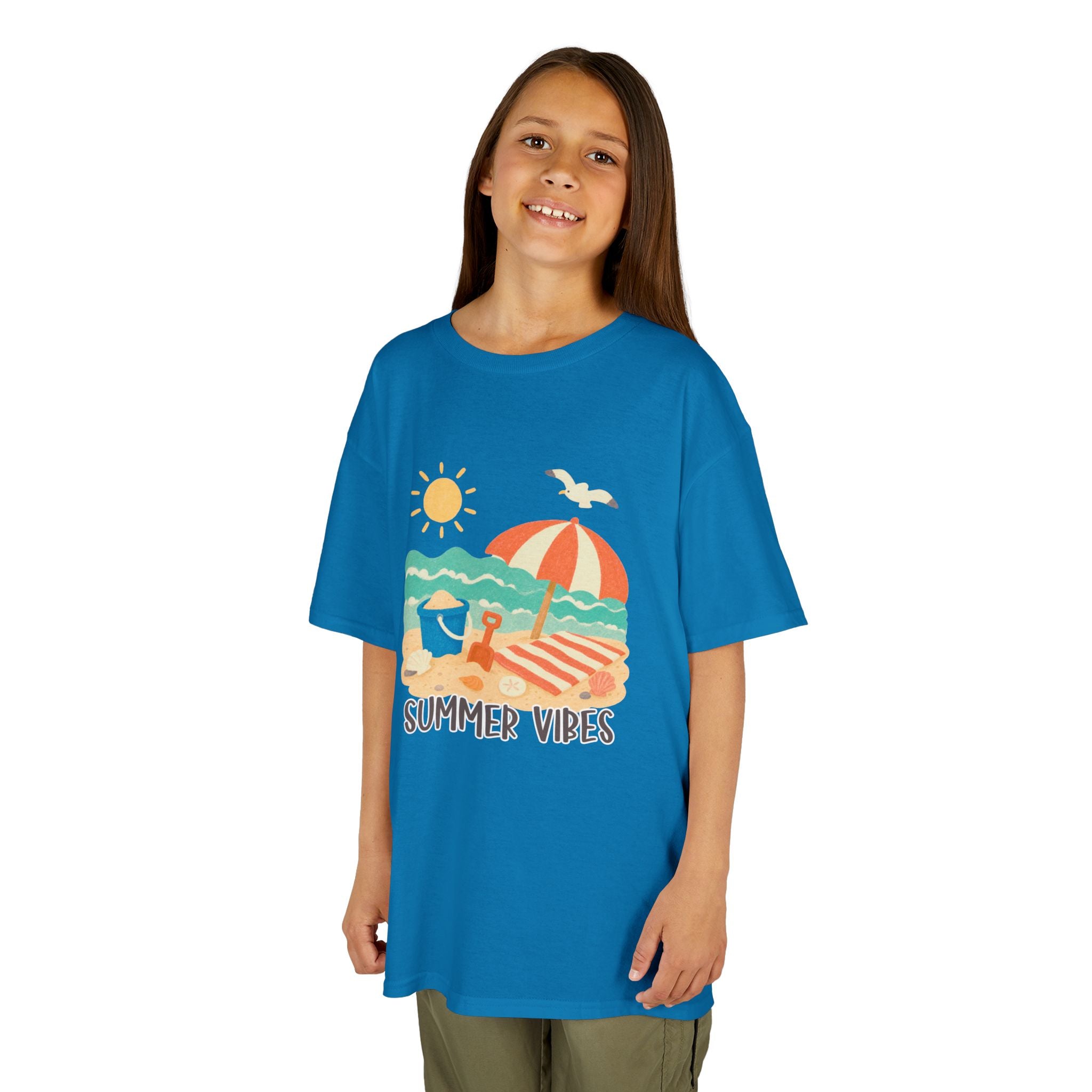 Summer Vibes Kids T-Shirt | Beach Graphic Tee for Boys & Girls | Cute Summer Vacation Shirt | Tropical Beach Kids Tee | Summer Outfit for Kids