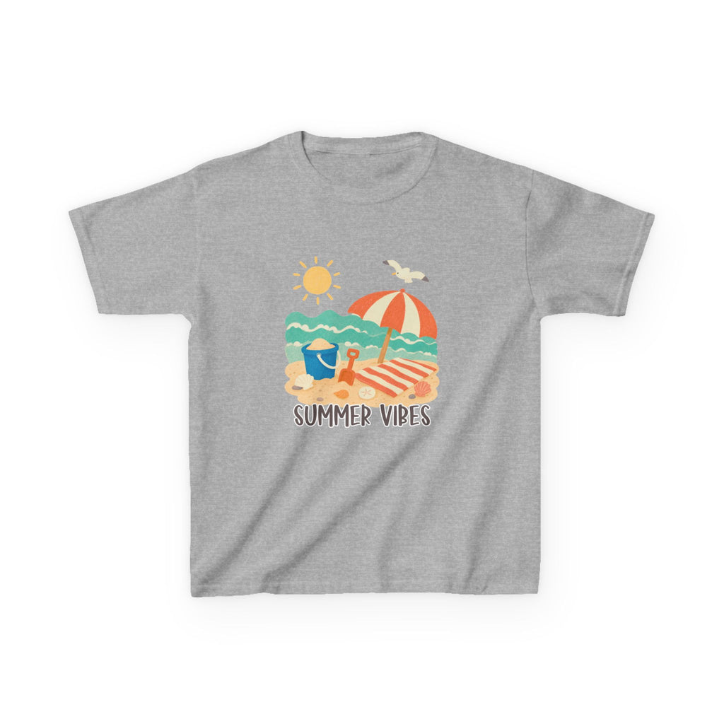 Summer Vibes Kids T-Shirt | Beach Graphic Tee for Boys & Girls | Cute Summer Vacation Shirt | Tropical Beach Kids Tee | Summer Outfit for Kids