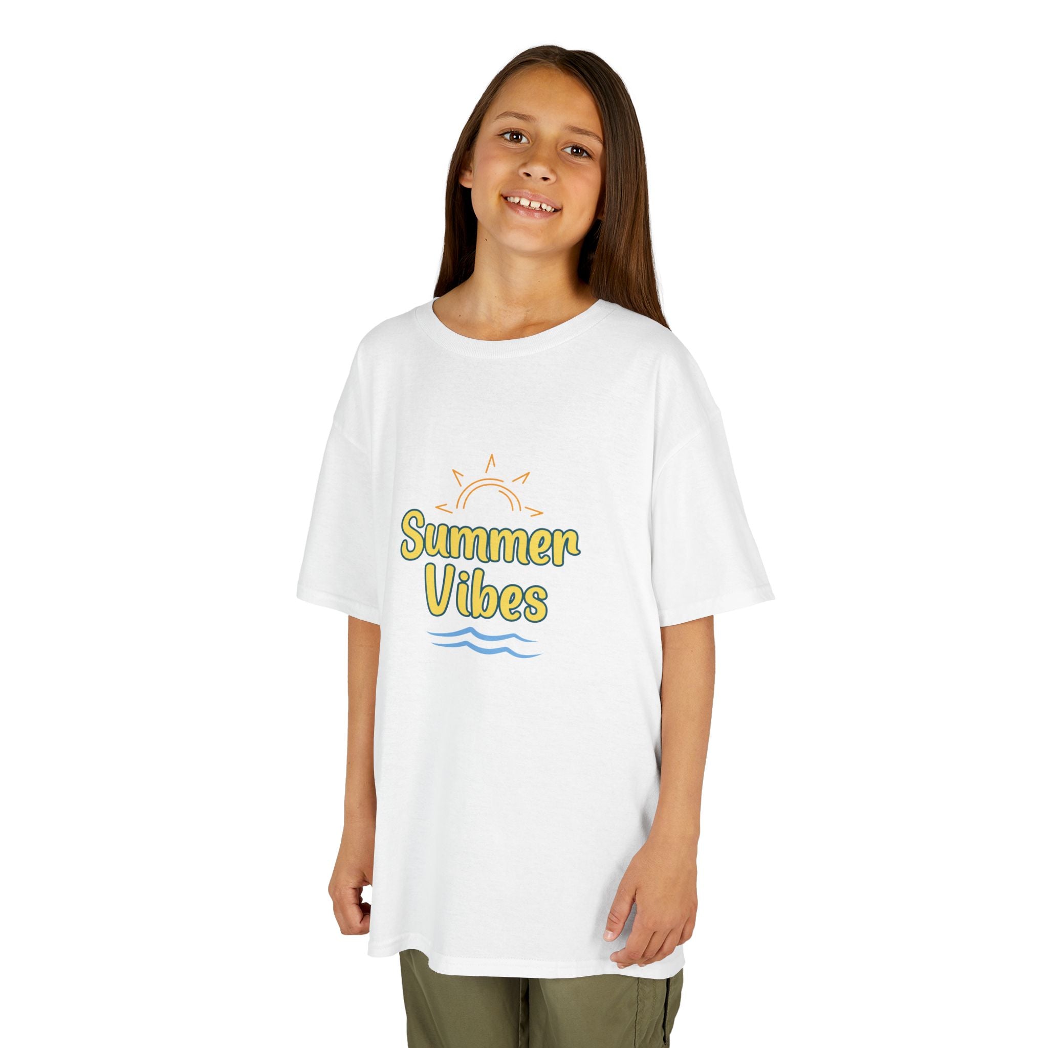 Kids Tee — "Summer Vibes" Sun & Waves Beach Graphic