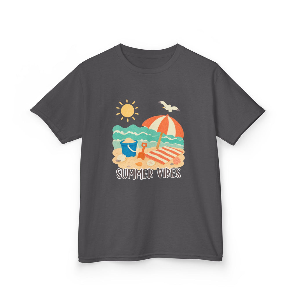 Summer Vibes Kids T-Shirt | Beach Graphic Tee for Boys & Girls | Cute Summer Vacation Shirt | Tropical Beach Kids Tee | Summer Outfit for Kids