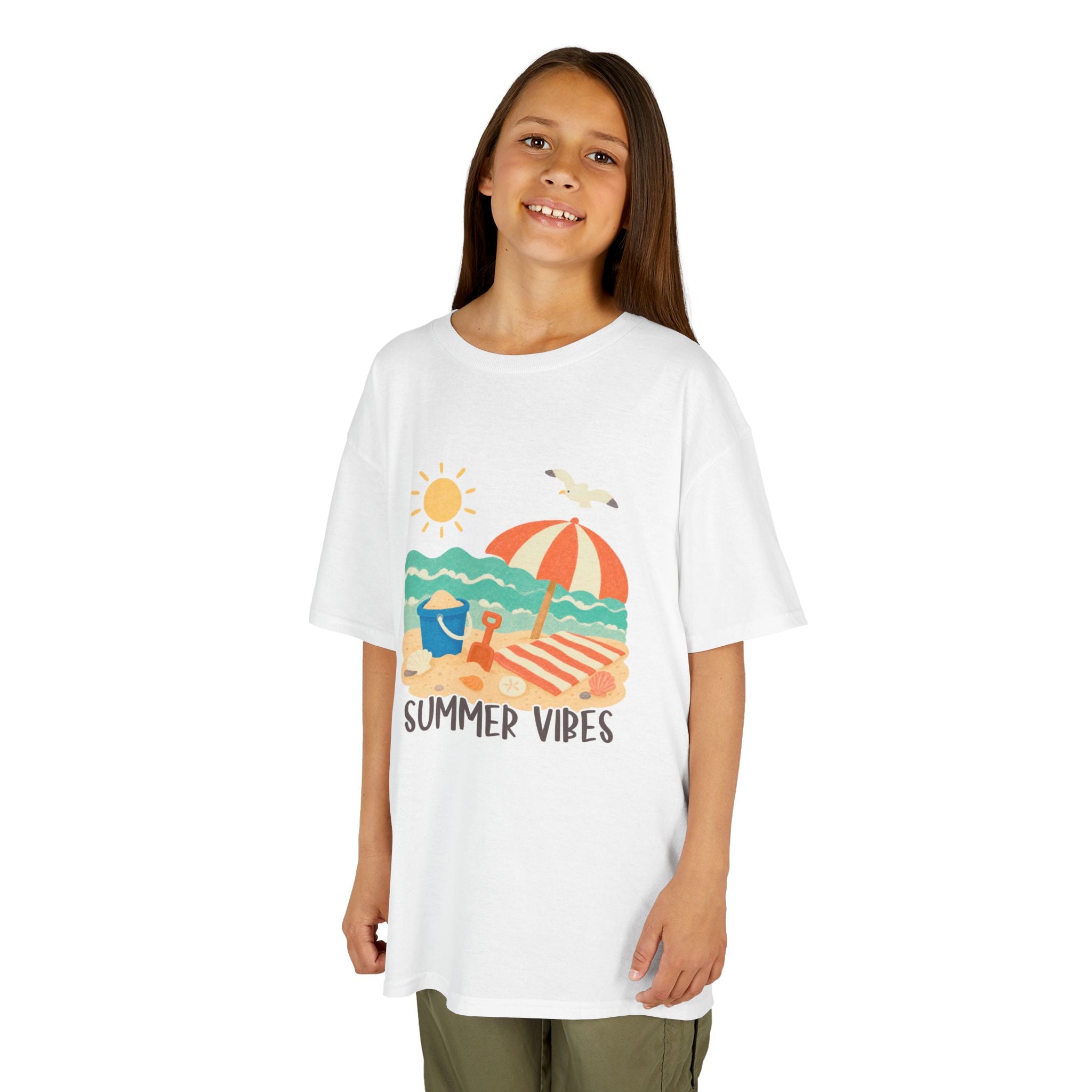 Summer Vibes Kids T-Shirt | Beach Graphic Tee for Boys & Girls | Cute Summer Vacation Shirt | Tropical Beach Kids Tee | Summer Outfit for Kids