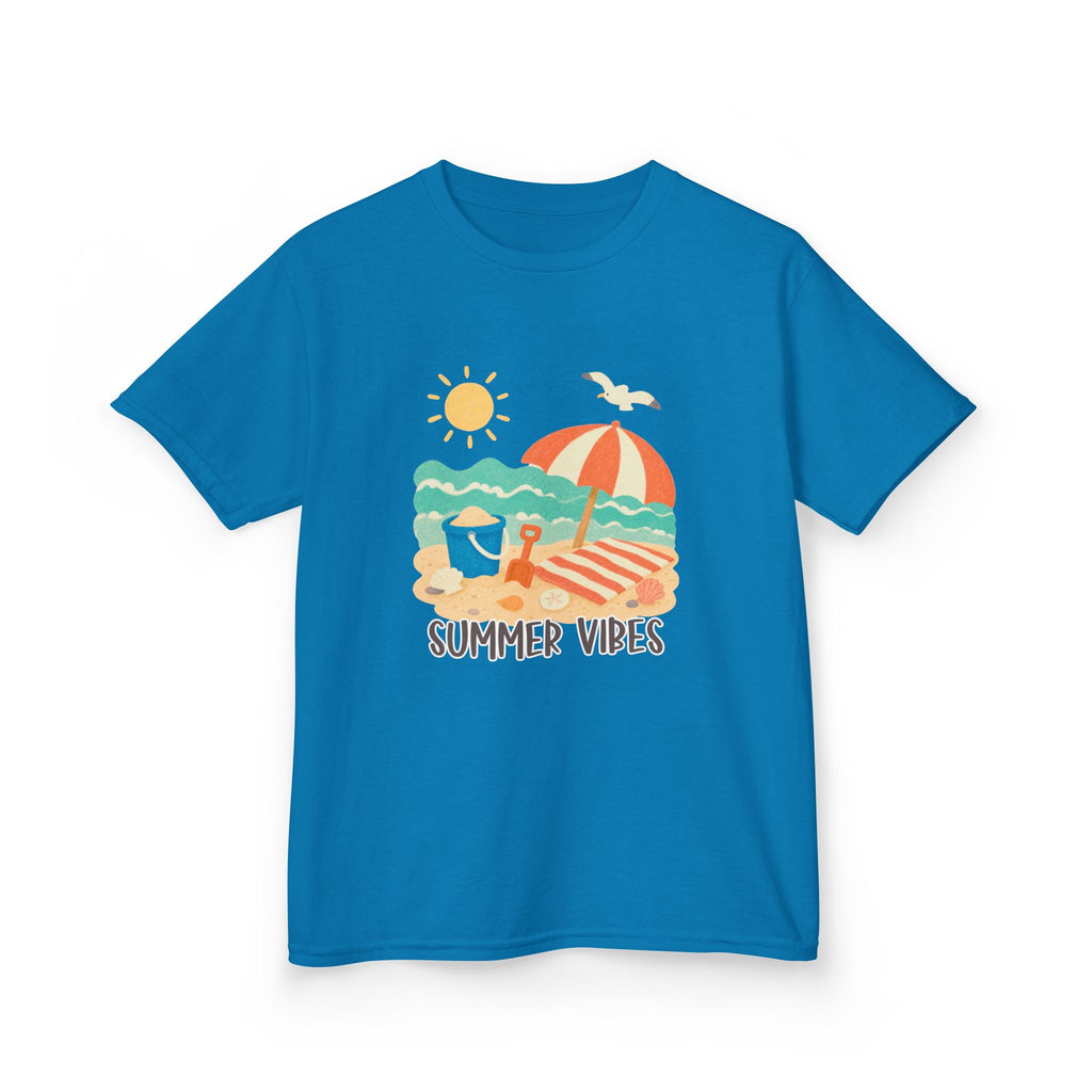 Summer Vibes Kids T-Shirt | Beach Graphic Tee for Boys & Girls | Cute Summer Vacation Shirt | Tropical Beach Kids Tee | Summer Outfit for Kids