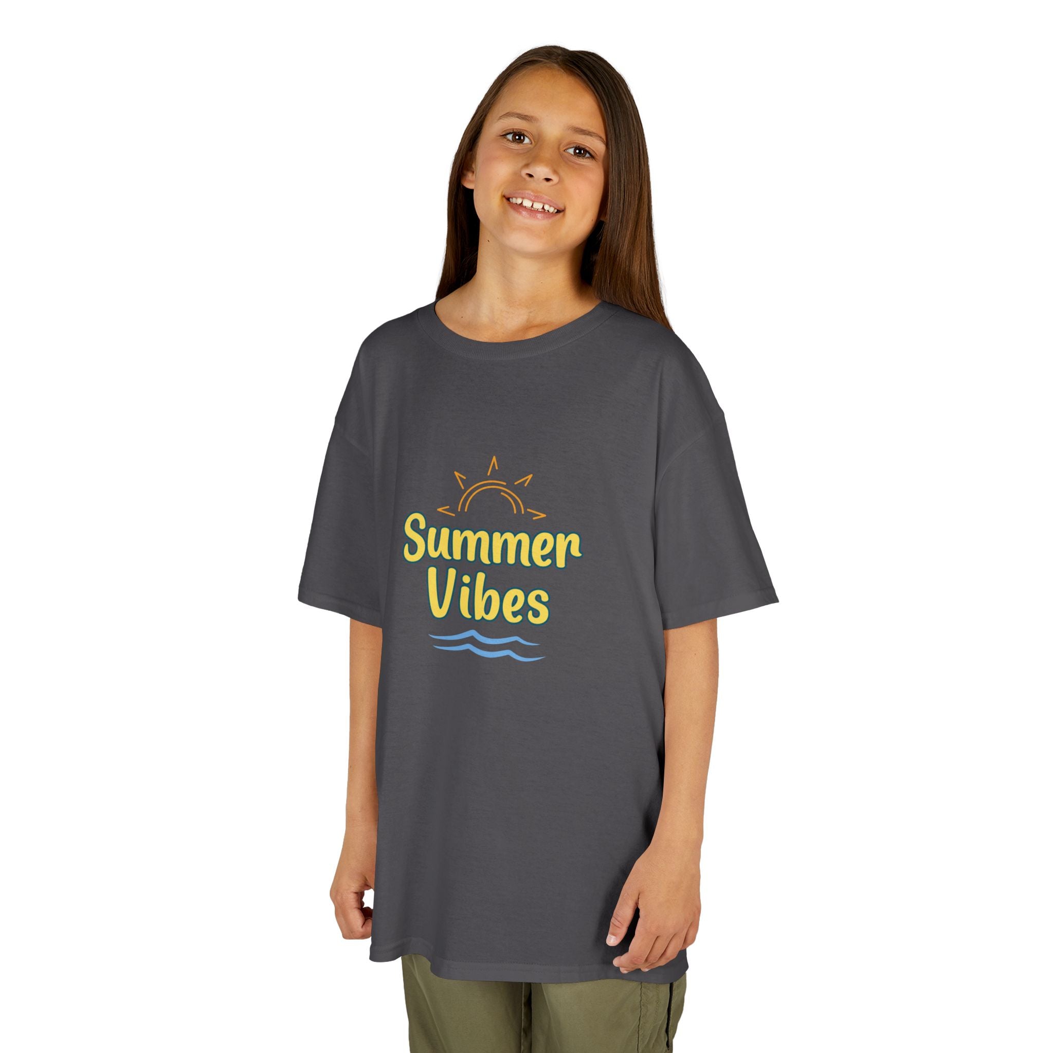 Kids Tee — "Summer Vibes" Sun & Waves Beach Graphic
