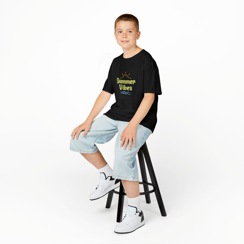 Kids Tee — "Summer Vibes" Sun & Waves Beach Graphic