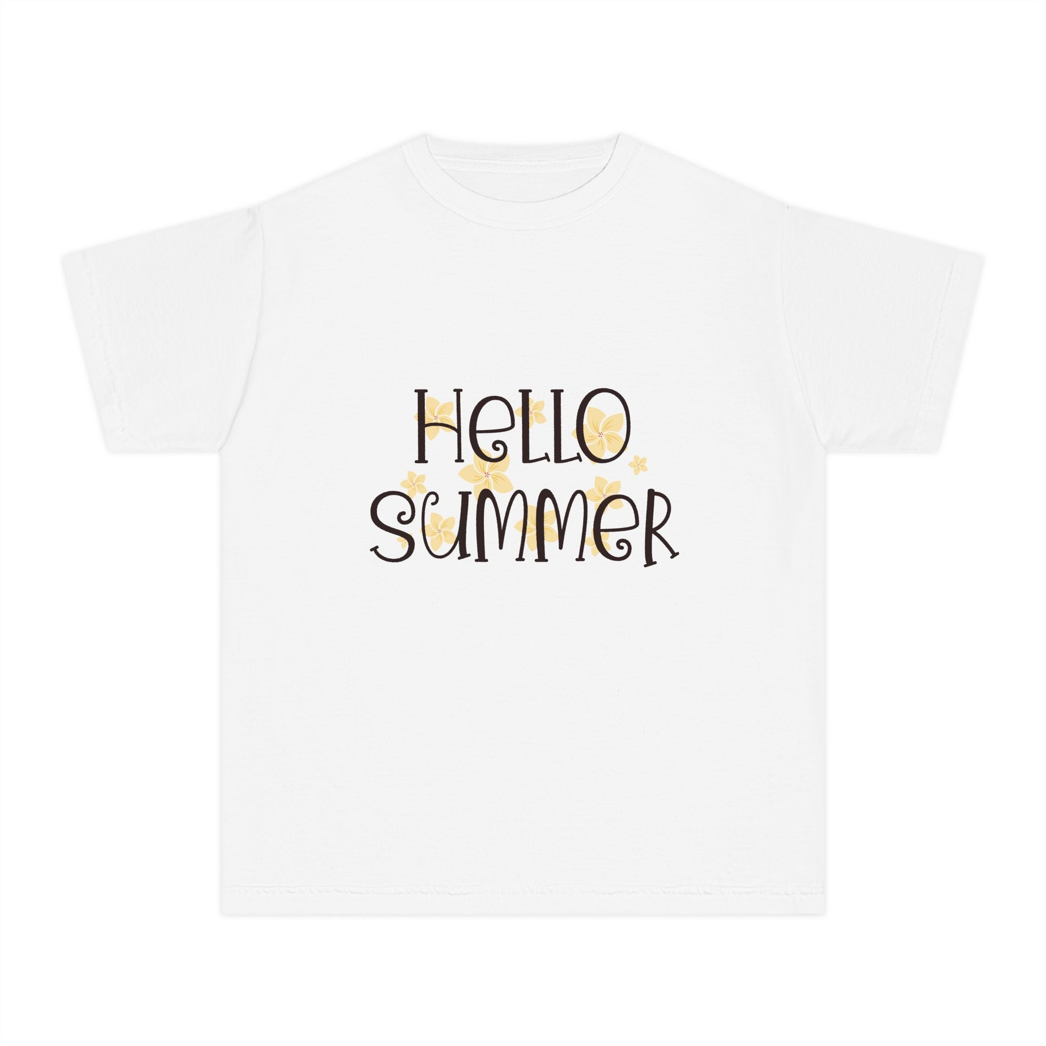 Hello Summer Youth T-Shirt | Kids Sunny Beach Graphic Tee | Cute Summer Shirt for Boys & Girls | Vacation Beach Tee | Youth Summer Outfit