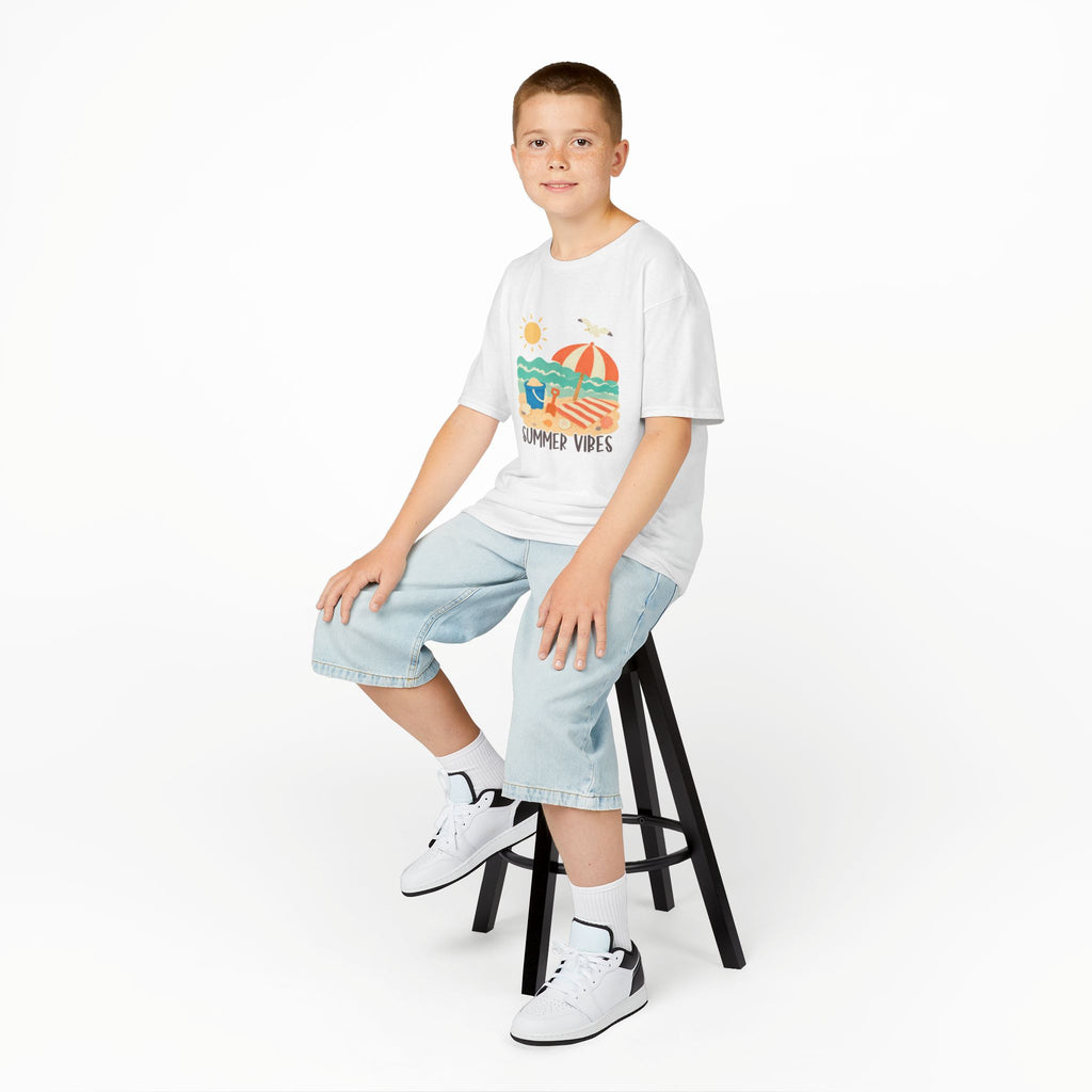 Summer Vibes Kids T-Shirt | Beach Graphic Tee for Boys & Girls | Cute Summer Vacation Shirt | Tropical Beach Kids Tee | Summer Outfit for Kids