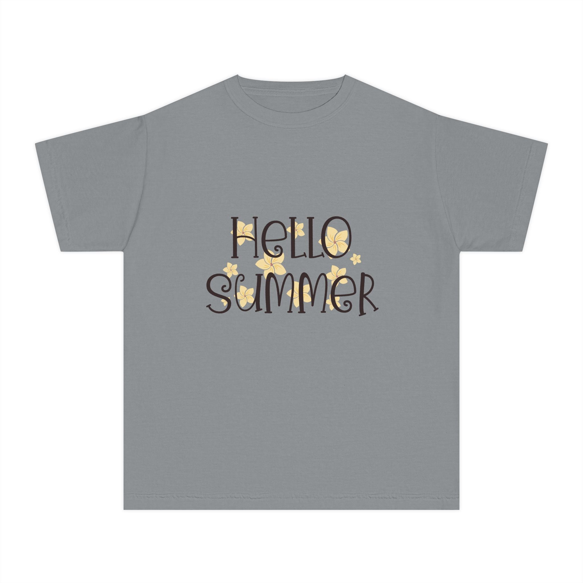 Hello Summer Youth T-Shirt | Kids Sunny Beach Graphic Tee | Cute Summer Shirt for Boys & Girls | Vacation Beach Tee | Youth Summer Outfit