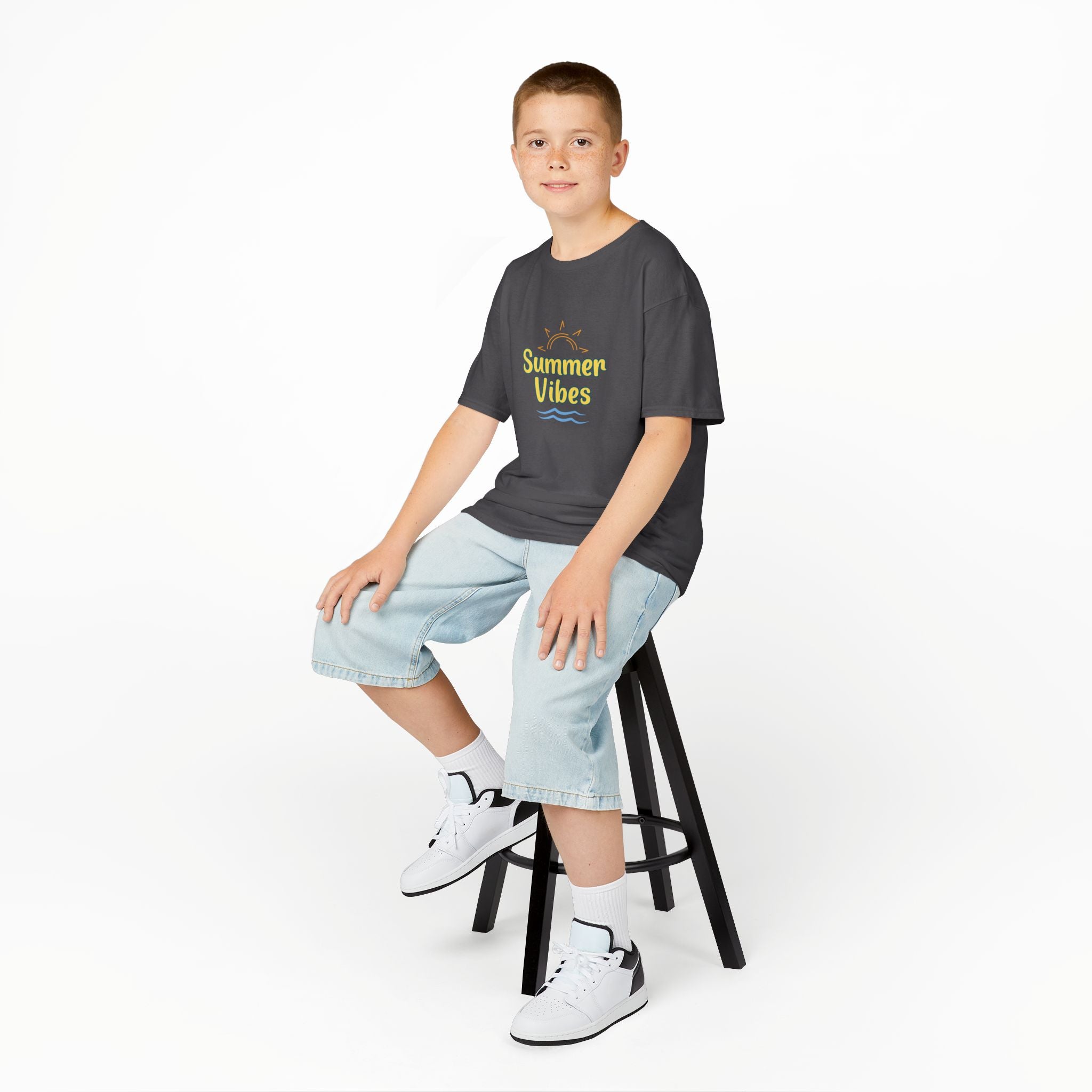 Kids Tee — "Summer Vibes" Sun & Waves Beach Graphic