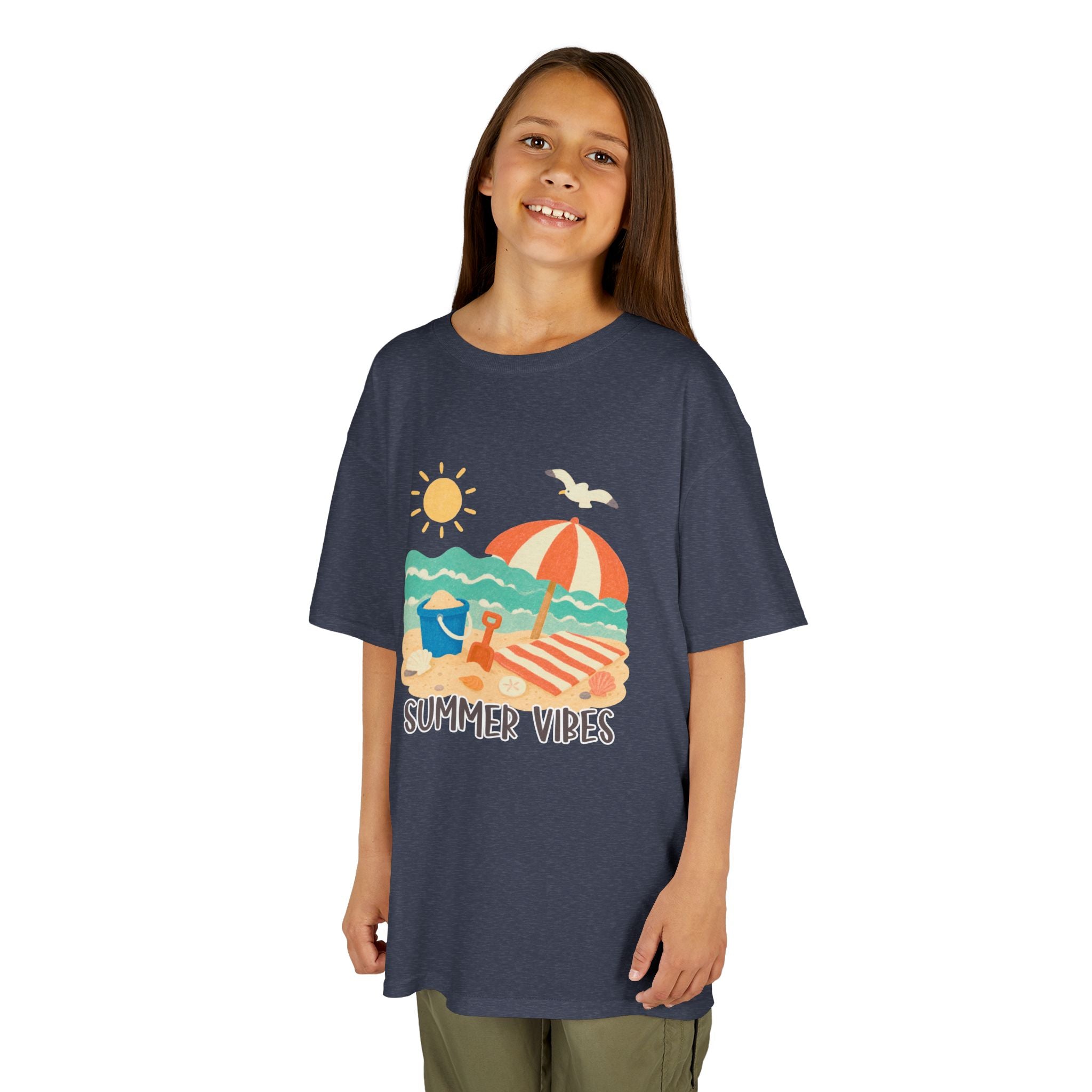 Summer Vibes Kids T-Shirt | Beach Graphic Tee for Boys & Girls | Cute Summer Vacation Shirt | Tropical Beach Kids Tee | Summer Outfit for Kids