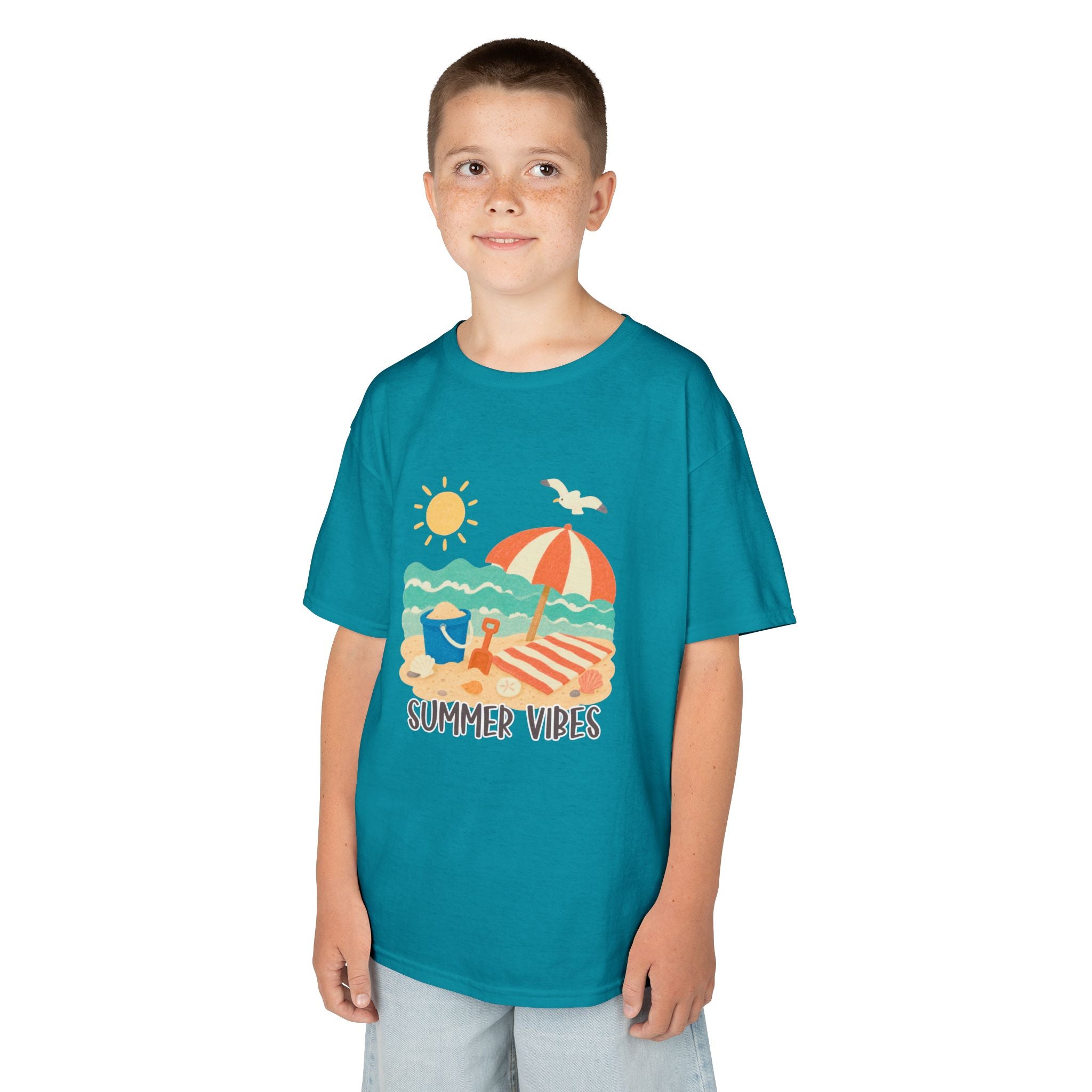 Summer Vibes Kids T-Shirt | Beach Graphic Tee for Boys & Girls | Cute Summer Vacation Shirt | Tropical Beach Kids Tee | Summer Outfit for Kids