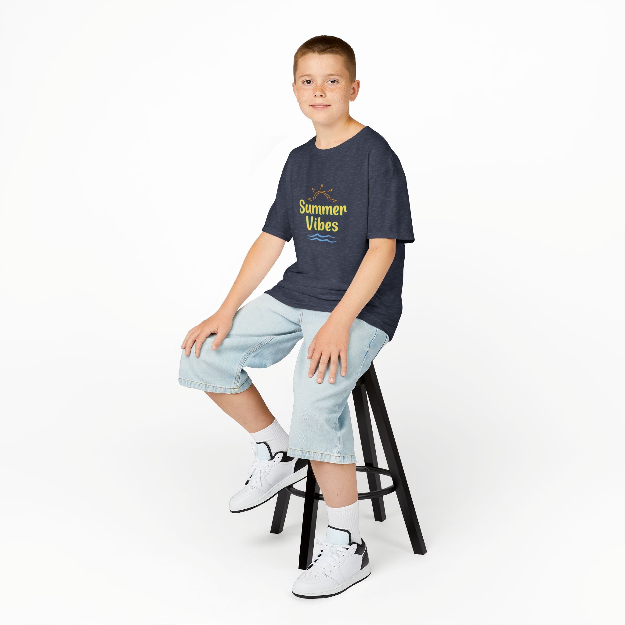 Kids Tee — "Summer Vibes" Sun & Waves Beach Graphic