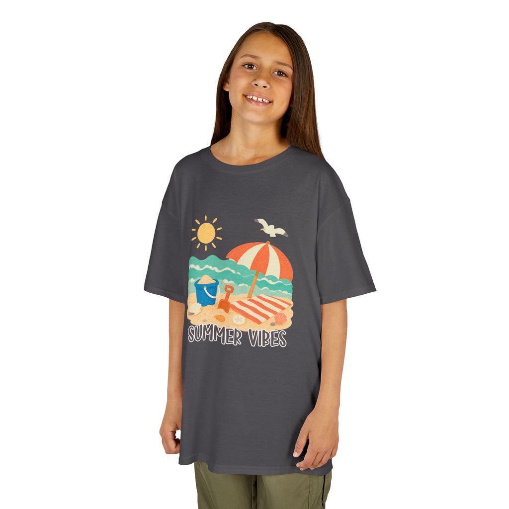 Summer Vibes Kids T-Shirt | Beach Graphic Tee for Boys & Girls | Cute Summer Vacation Shirt | Tropical Beach Kids Tee | Summer Outfit for Kids